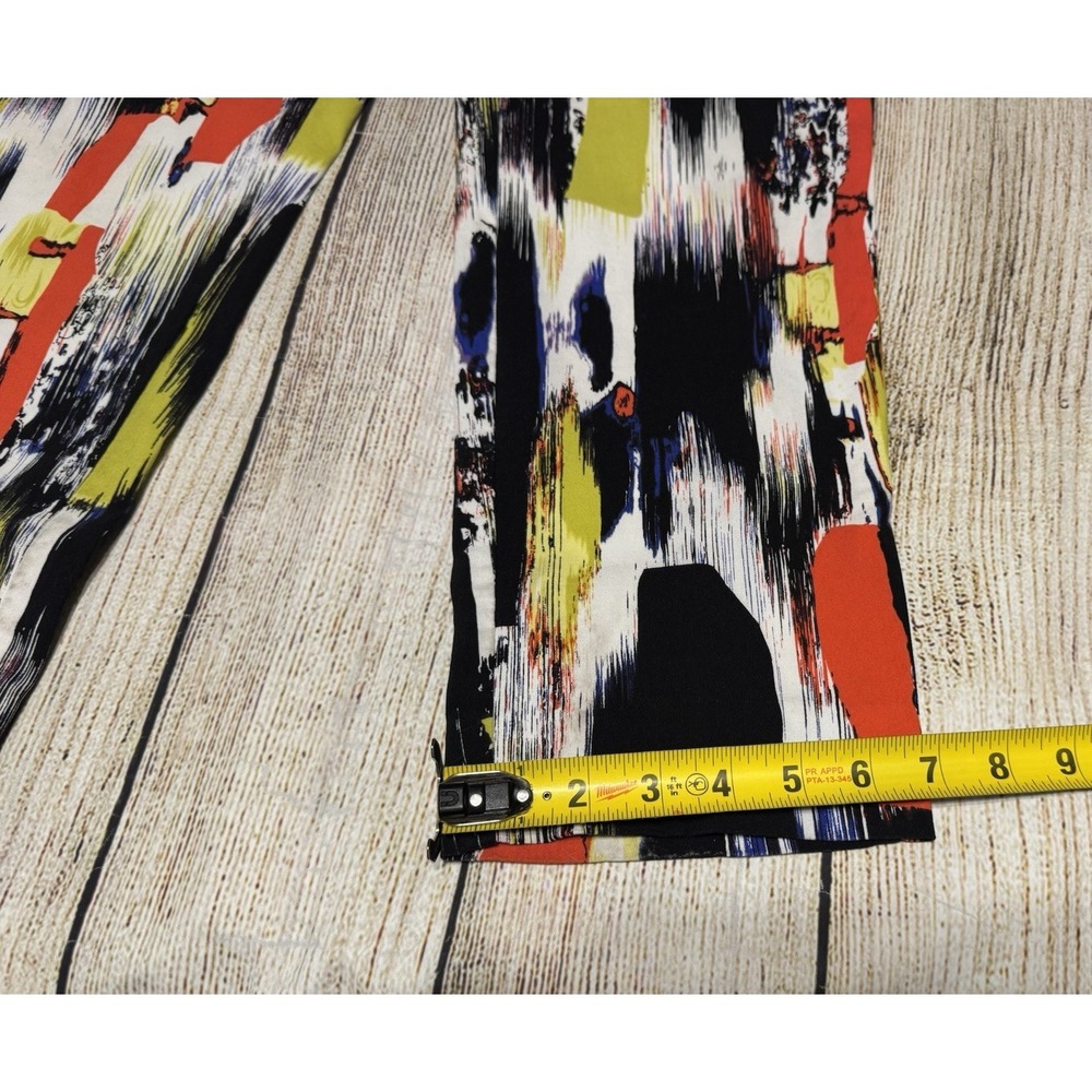 Krazy Larry Abstract Orange Yellow Blue Black Paint 27" Inseam Pants Sz 8 Tb13 - Picture 8 of 8